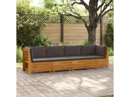 Vidaxl 4 Unid. Conjunto De Sofás Para Exterior Castanho