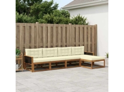 Vidaxl Conjunto De Sofás Para Exterior 5 Unid. Natural E Creme