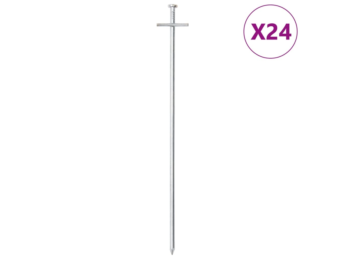 Conjunto 24 Estacas para Tenda VIDAXL Aço Galvanizado