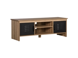 Rack industrial para TV 110 cm com armários nichos e passa cabos ZACHARY