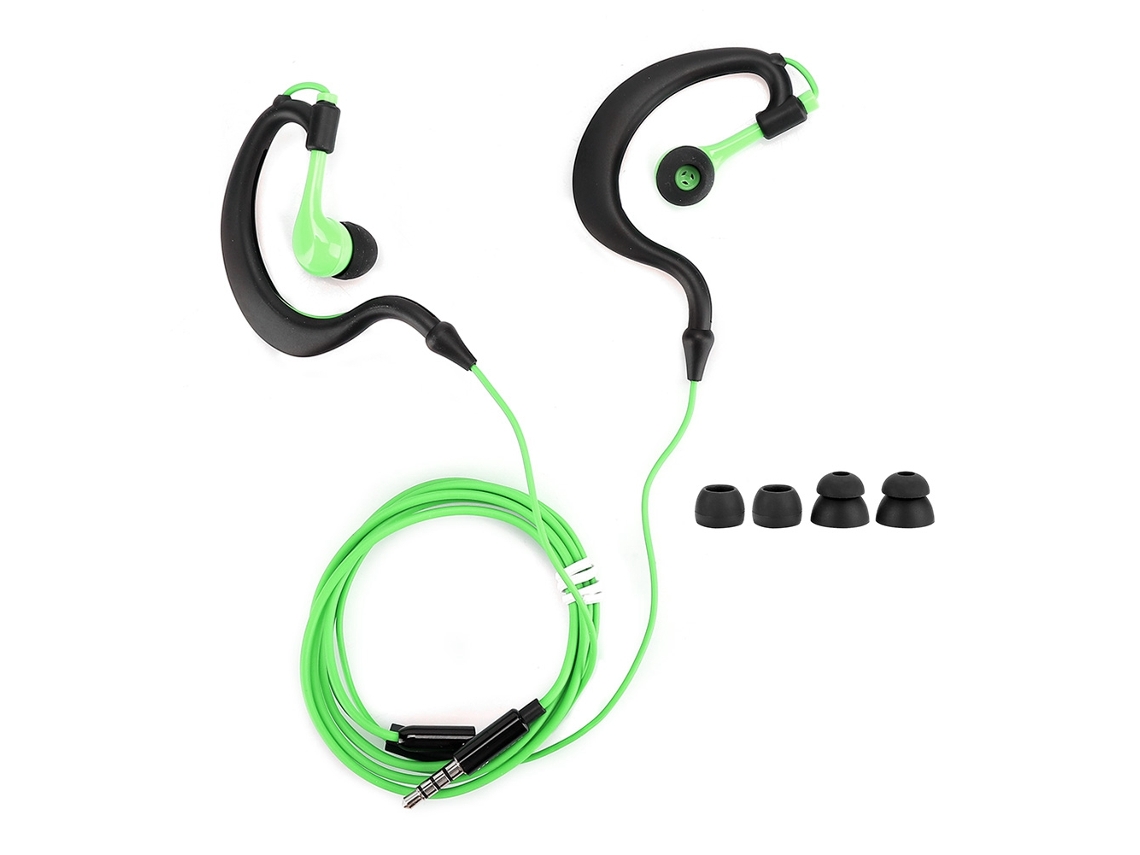 Fones de Ouvido com fio, resistente ao suor, para esportes, plugue 3,5mm, verde EOOCOO