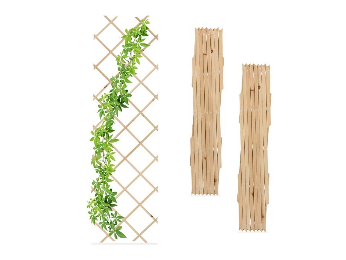 Conjunto Com 3 Treliças De Parede Dobráveis E Ajustáveis Em Madeira De Abeto Para Plantas Trepadeiras