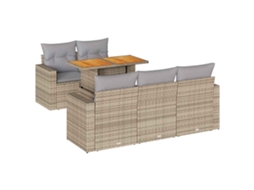Conjunto de 6 Sofás P/ Jardim com Almofadões Vime Pe Bege MAISON EXCLUSIVE (80x200 cm)