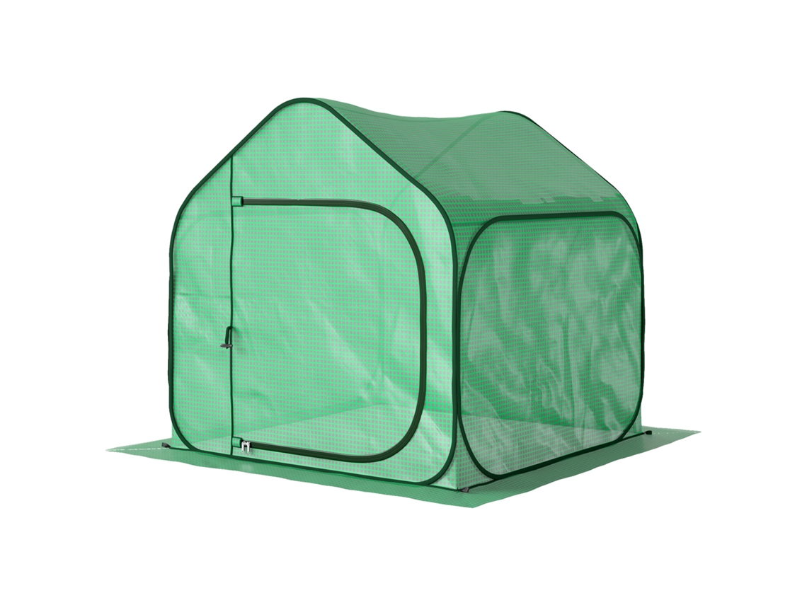 Mini Estufa Pop-up 150x148x148cm Porta Zíper Pe Vegetais, Verde
