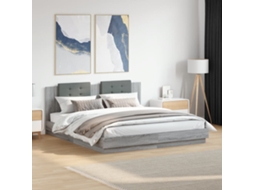 Vidaxl Estrutura De Cama C/ Cabeceira Derivados Madeira Cinza Sonoma