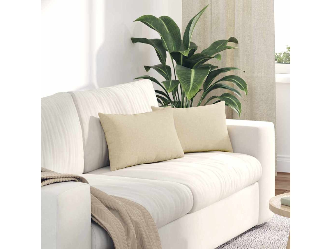 Vidaxl Travesseiros De Sofá 2 Pcs Creme 50 X 30 Cm Tecido