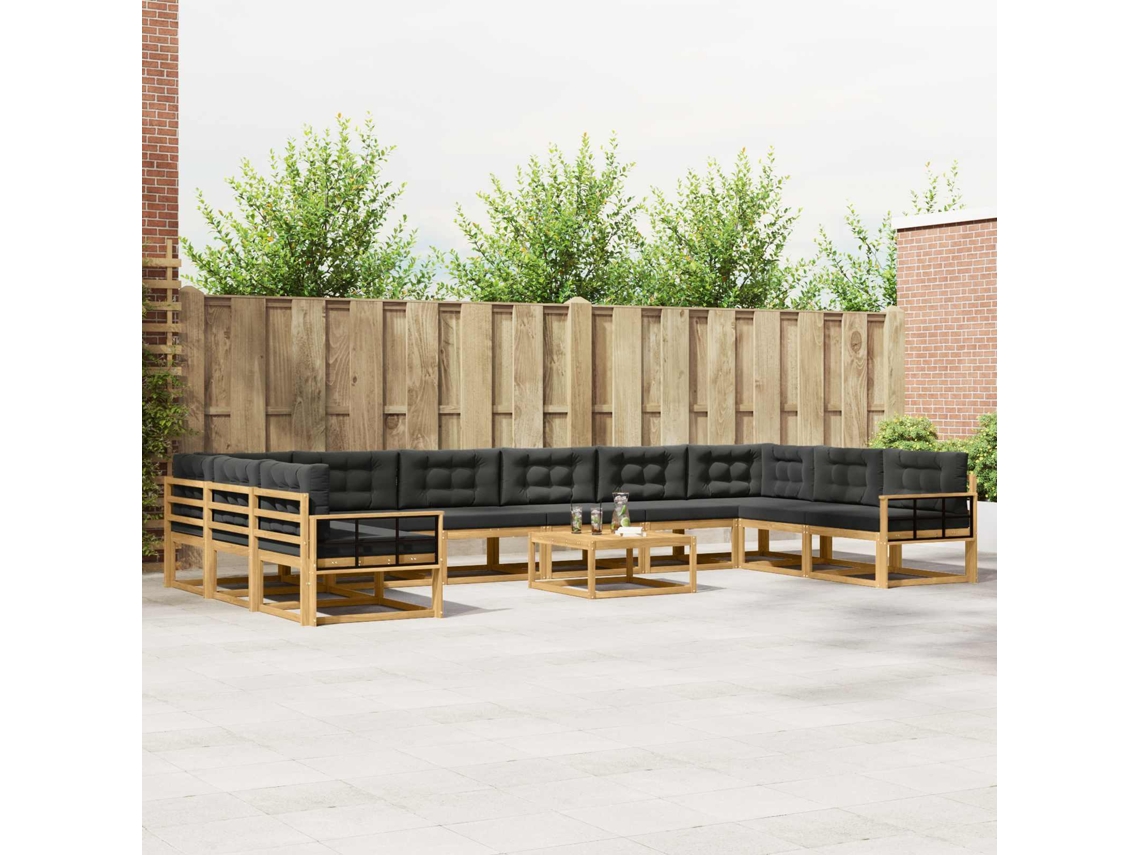 Vidaxl Conjunto De Sofás Para Exterior 11 Unid. Branco E Antracite