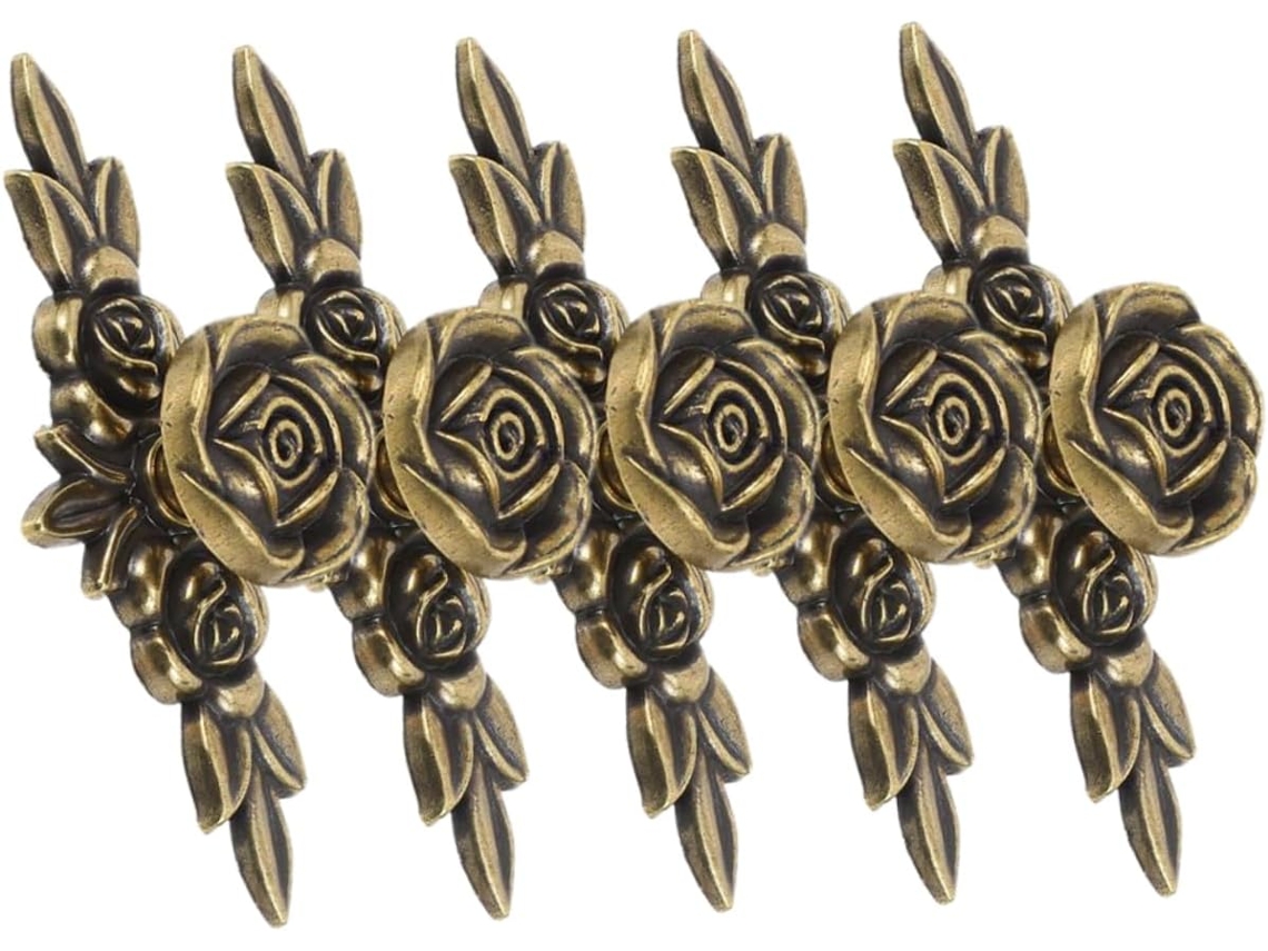 Conjunto De 5 Puxadores Decorativos Em Formato De Flor Para Gavetas, Cômodas E Armários.