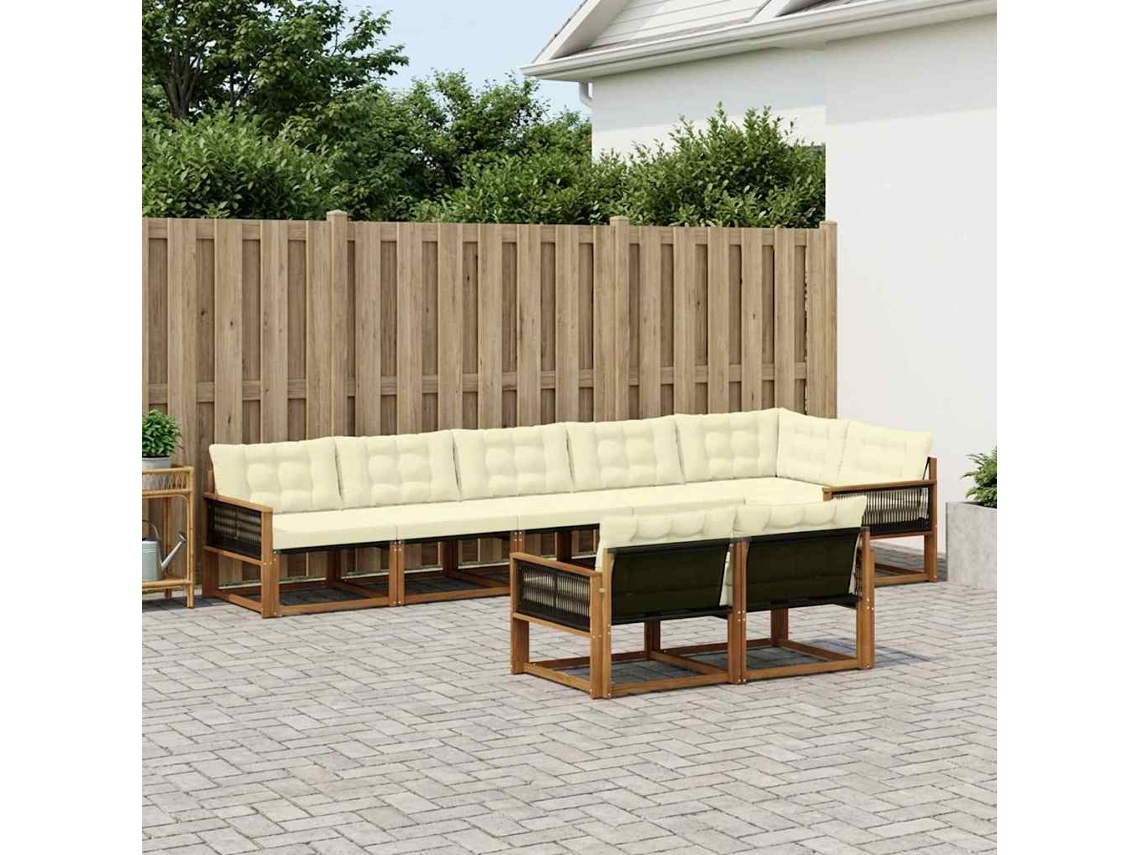 Vidaxl Conjunto De Sofás Para Exterior 8 Pcs Natural E Creme