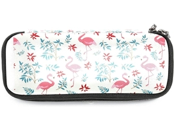 Estojo Grande Com Estampa Tropical De Flamingos E Folhas, Organizador De Maquiagem, Ideal Escola, Escritório