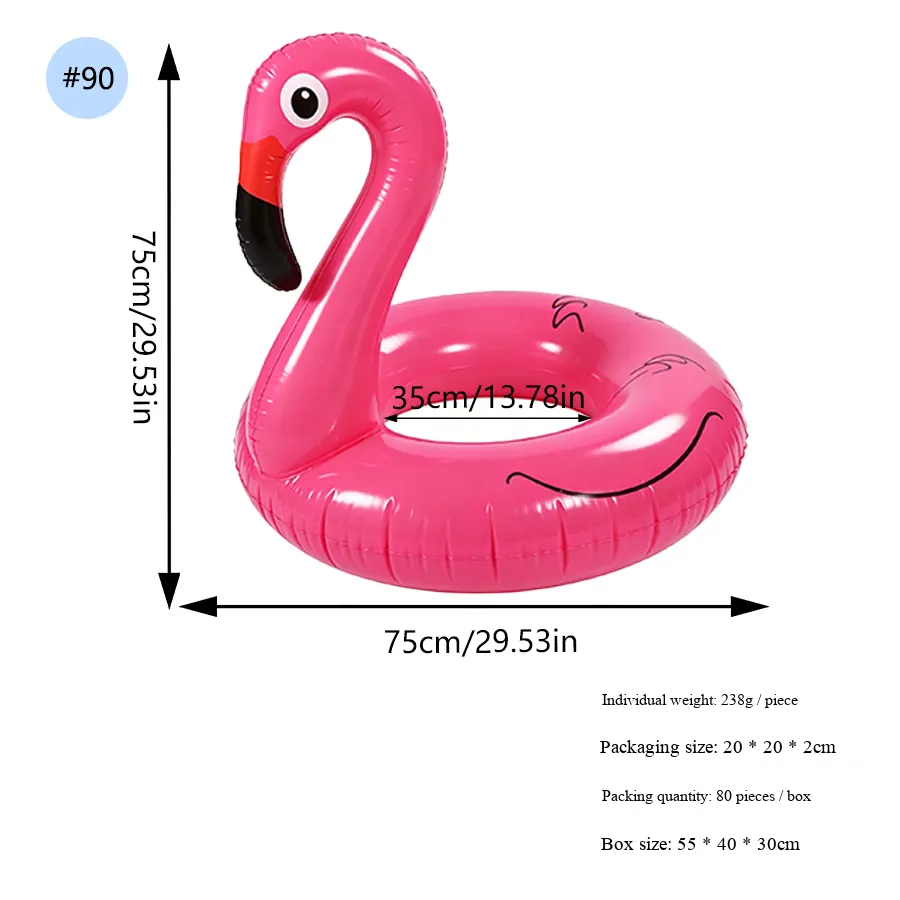Piscina boia de Piscina Flamingo Reforçada 90 Rosa AOZORZ