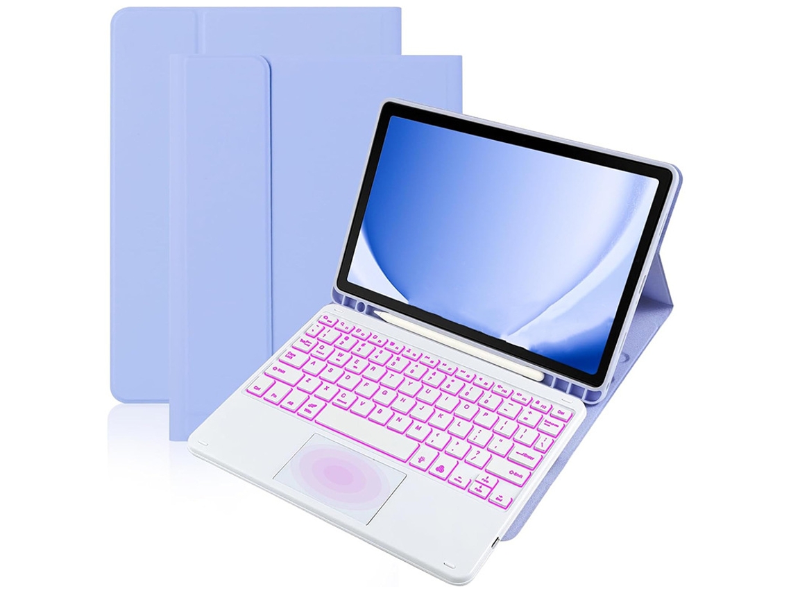 Capa De Couro Lilás Claro Teclado Retroiluminado Sensível Ao Toque Branco Em Formato Quadrado, Samsung Tab S7fe De 12,4 Polegadas Yunzii