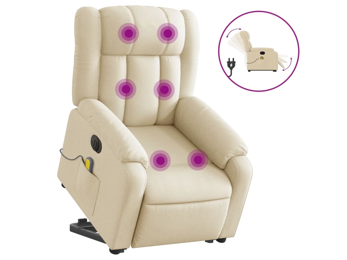 Electric Stand Up Massage Recliner Chair, Electric Stand Up Massage Recliner Chairs Vidaxl Creme Tecido