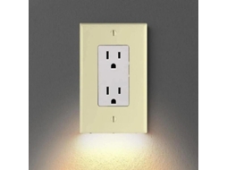Placa De Tomacorriente Com Luzes Noturnas Led, Instalação Rápida, Sensor De Luz, Cor Branca Bege Preta Cuadrado Bege