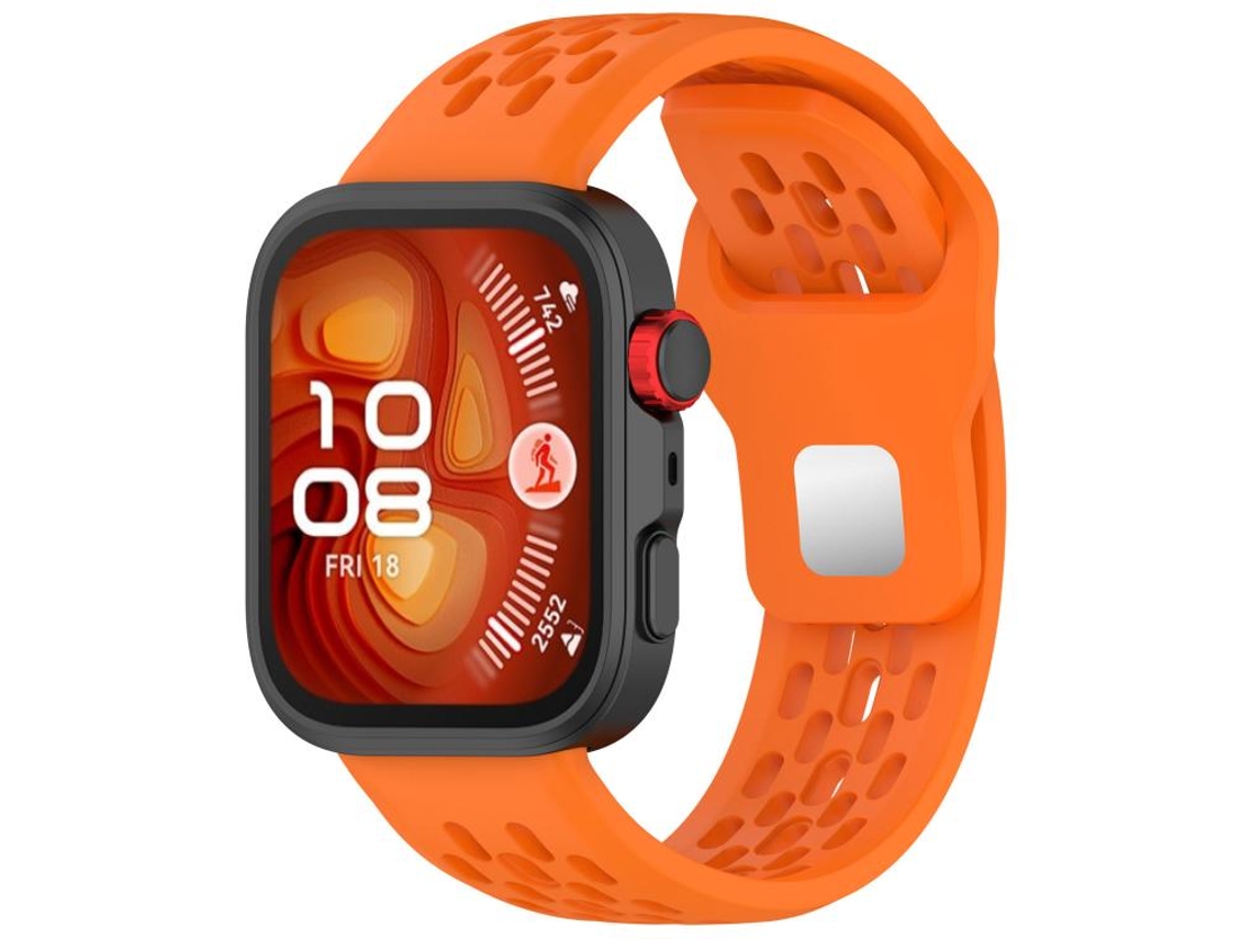 Bracelete Para Huawei Watch Fit 4 / Fit 4 Pro / Fit 3 - Silicone - Fivela De Aço Reversa Laranja