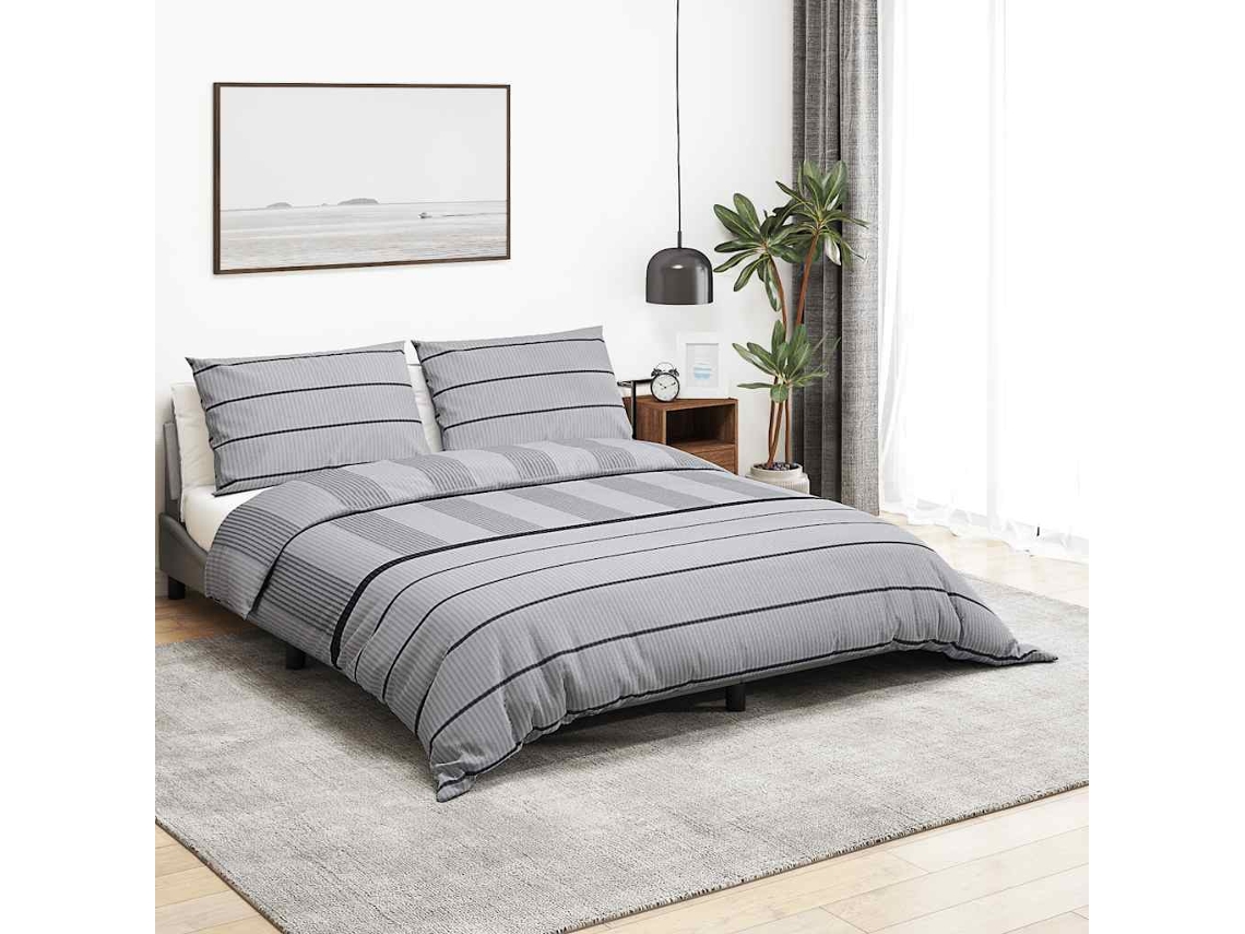 Vidaxl Conjunto De Capa De Edredão 260x240 Cm Algodão Cinzento