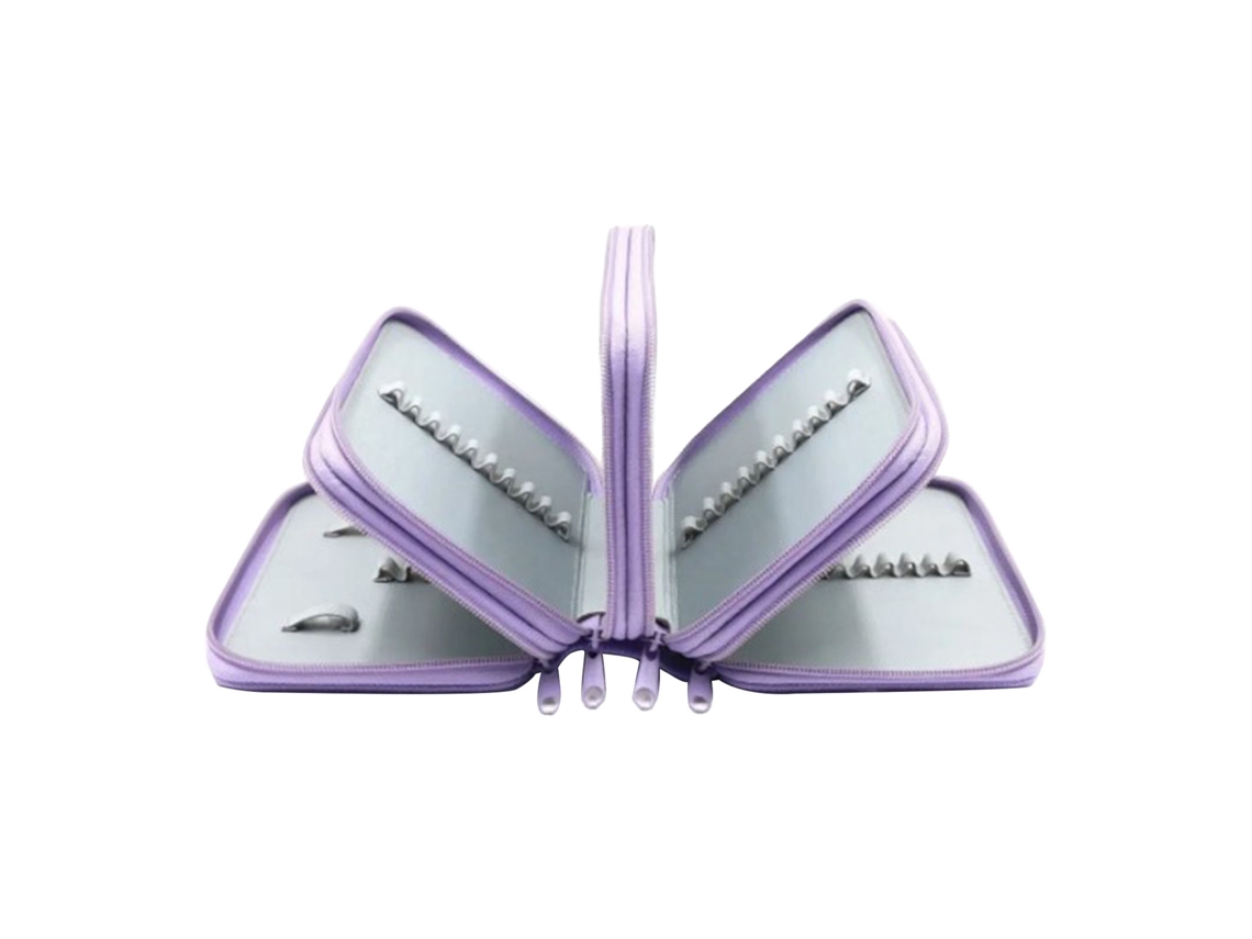 Estuche Plegable Morado 72 Huecos Capacidad Grande Tela Oxford Cremallera Suave Para Escuela Oficina