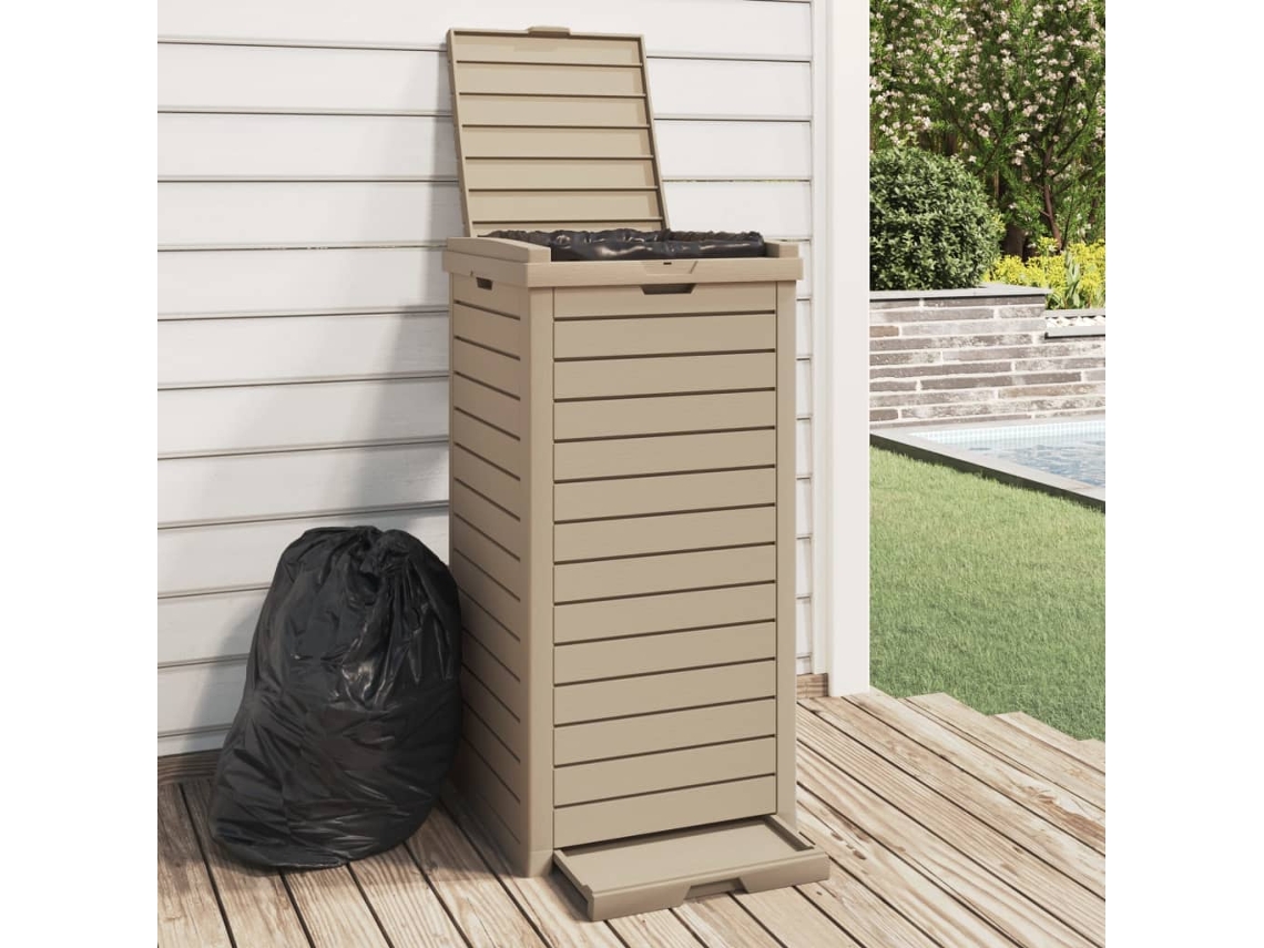 Vidaxl Caixote Do Lixo P/ Exterior 41x41x86 Cm Pp Castanho-claro
