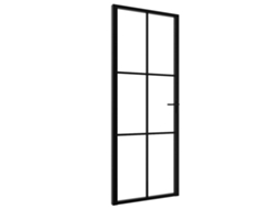 vidaXL Porta de interior em vidro ESG e alumínio 76x201,5 cm preto