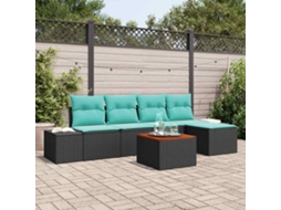 Vidaxl Conjunto De Sofá De Jardim 6 Unid. Preto Vime Pe