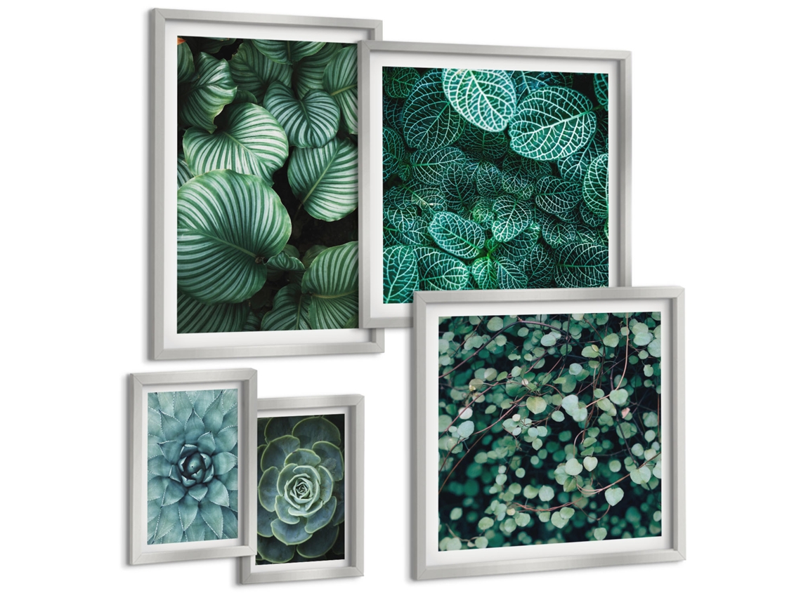 Galeria De Pinturas Murais Padrões Abstratos Em Branco E Preto Moldura Prateada Quadros Para O Escritório Espelharte (conjunto De 5 Imagens)