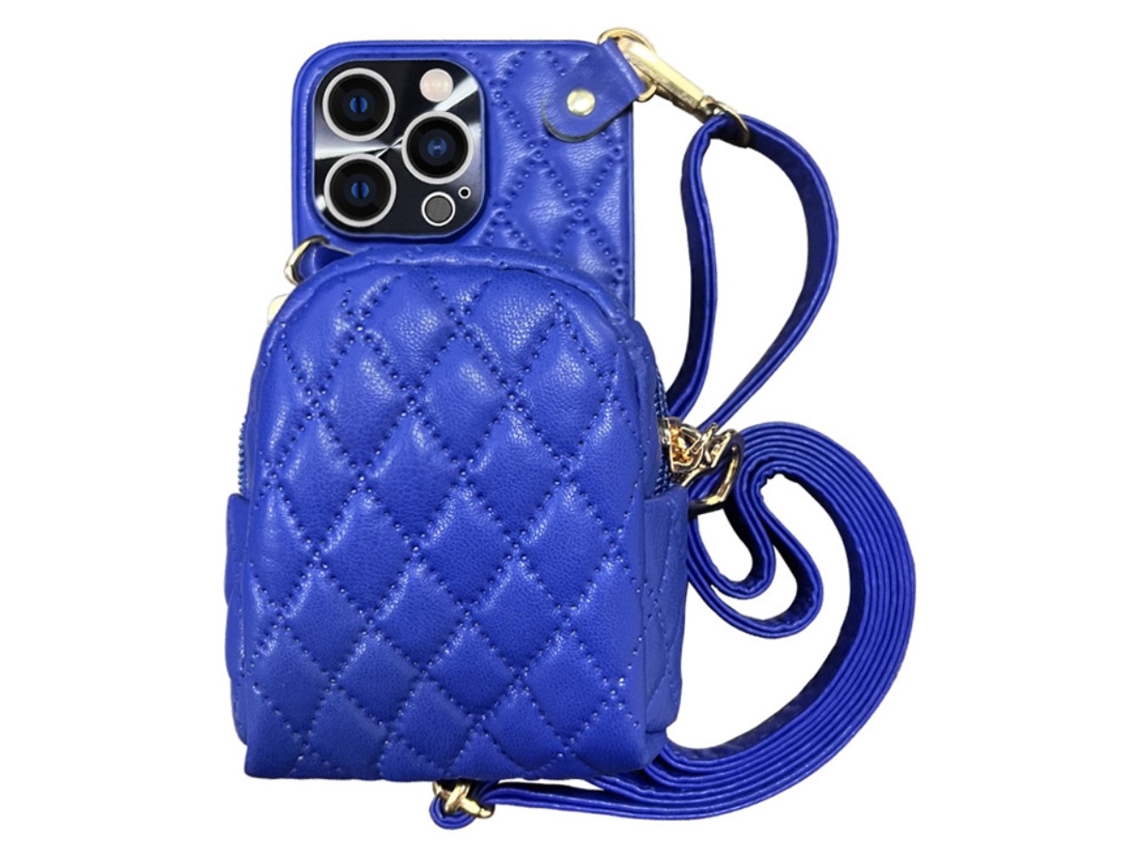 Capa Padrão Losango Crossbody Zíper Alça Ombro Para Iphone 14 Pro Max Com Porta-cartões Multicor
