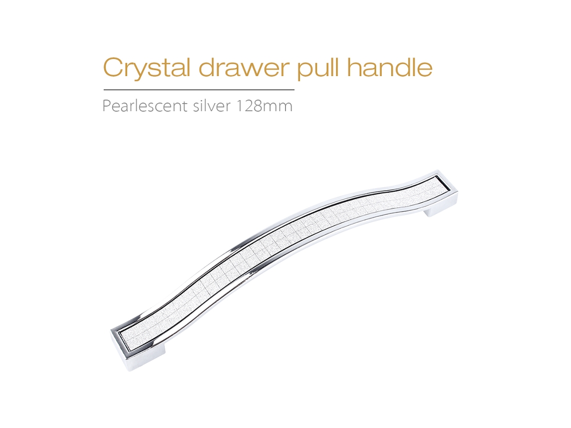 Laxiscreed Puxador De Gaveta De Cristal Prata Perolada 128mm - Liga Metálica Moderna