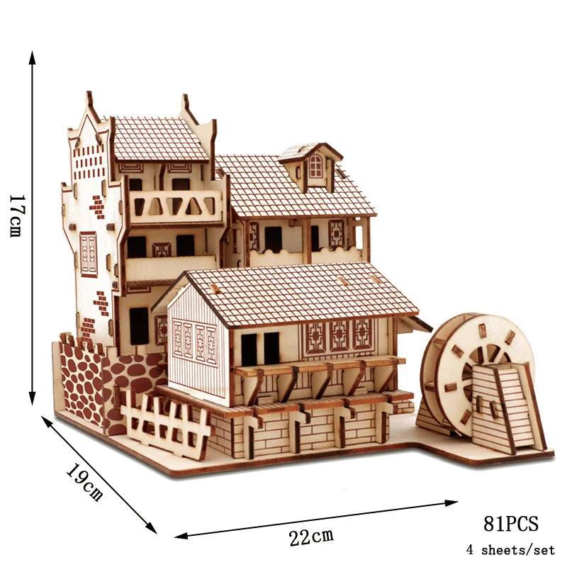 Quebra cabeça 3d de Madeira para Montar Casa Chinesa Modelo de Construção Diy MDUG (cidade Antiga de Fenghuang)