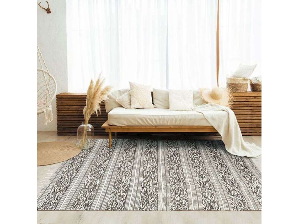Tapete - A Fábrica De Decoração - Alívio Terra Cotton - 160x230 Cm - 100% Algodão - Retangular Branco-sandália