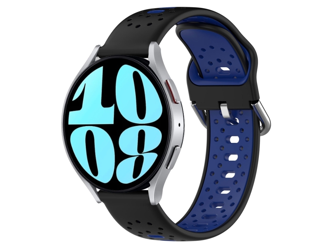 Bracelete para Samsung Galaxy Watch 6 Silicone Respirável Duas Cores (20mm) Preto + Azul XIAOMOYU