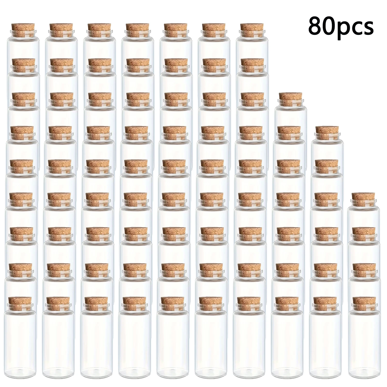 (10ml - 80 Frascos) Pequenos Frascos De Vidro Com Rolhas, Perfeitos Para Exibir Trabalhos Artísticos E Artesanais E Decorar Artigos De Festa.