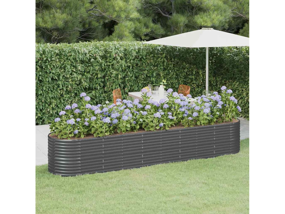 Vidaxl Canteiro Elevado Jardim 368x80x68 Aço Galvanizado Antracite