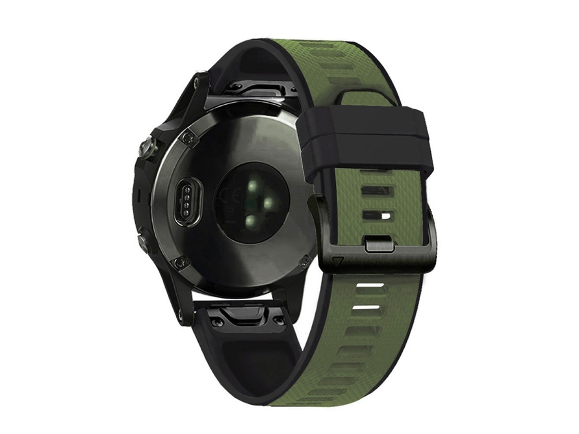 Bracelete Silicone Duas Cores 22Mm para Garmin Fenix 6/Fenix 5/Forerunner 945/Forerunner 935/Marq Exército Verde/Preto