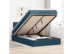 Vidaxl Cama Otomana Com Colchão 120x190 Cm Veludo Azul-escuro