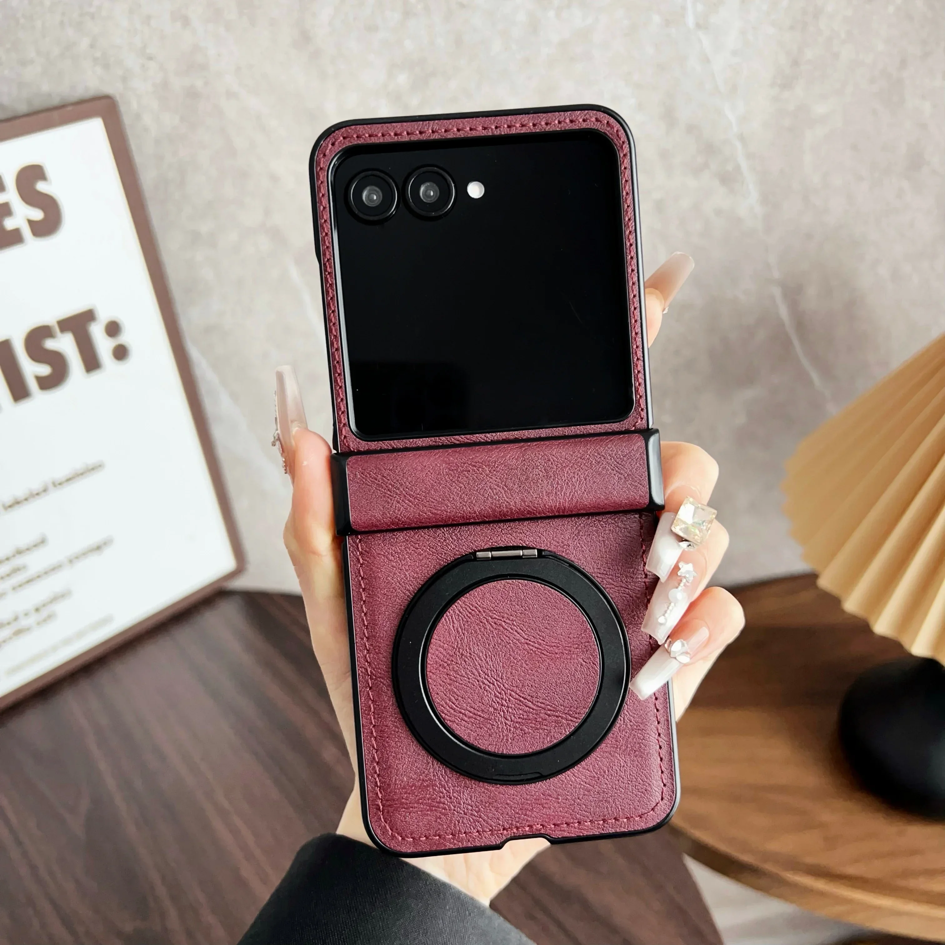 (roxo, Motorola Razr 60) Capa Para Celular, Protetor De Dobradiça Magnético Em Couro Macio, Resistente A Riscos E Durável