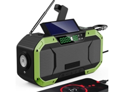 Rádio de emergência AQUAFORGE com bateria de alta capacidade, painéis solares duplos e frequência automática
