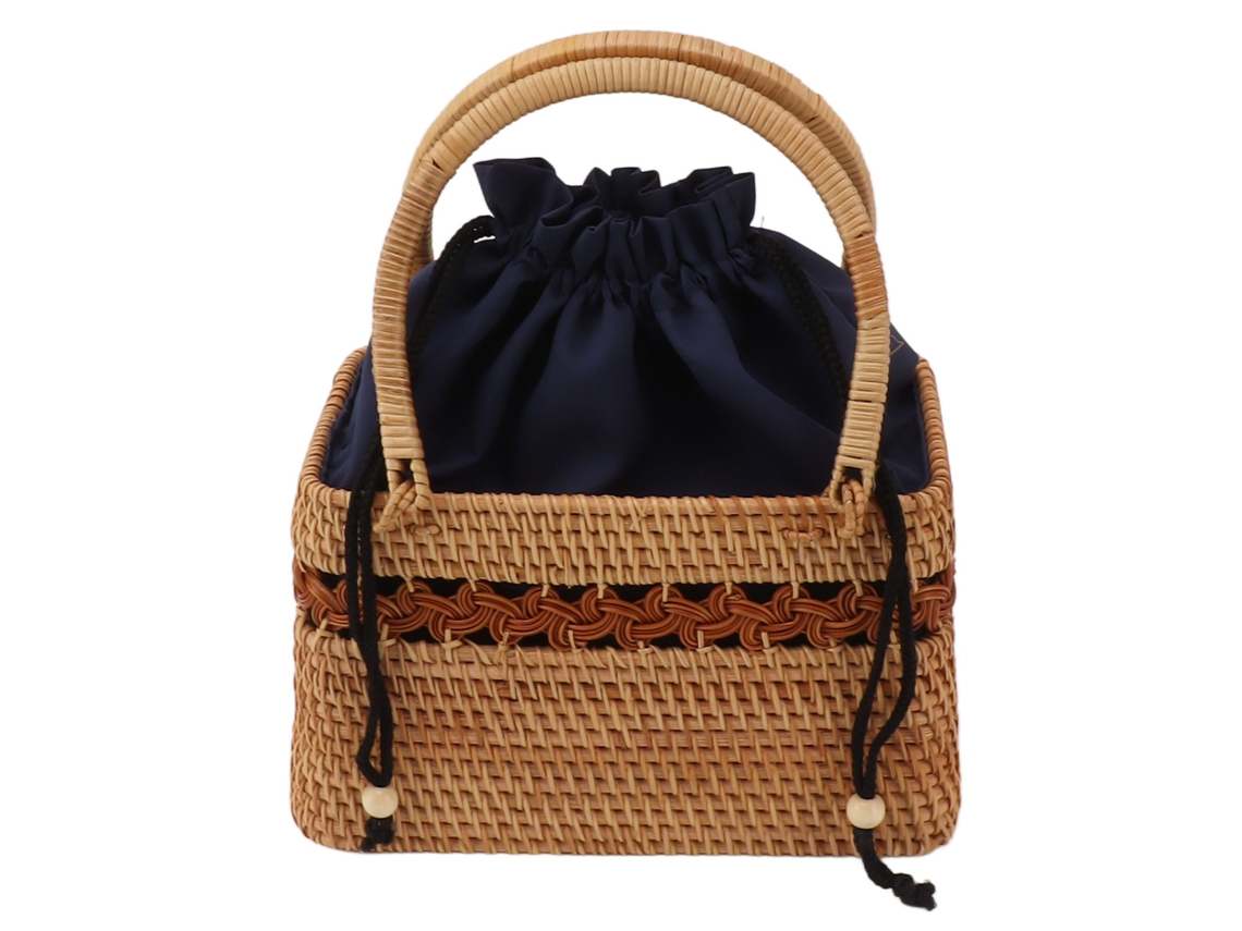 Bolsa de Rattan Tote Vintage Pastoral Tecida à Mão para Mulher com Design Único e Multifuncional