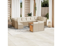 Conjunto de 13 Sofás para Jardim com Almofadas Vime Pe Bege Dkd Home Decor