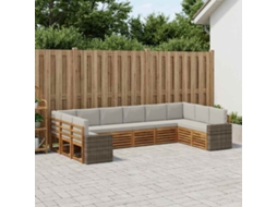 Vidaxl Conjunto De Sofás Para Exterior 10 Pcs Natural E Cinzento-claro