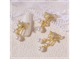 Pingente De Cristal Com Laço 3d E Corrente Para Decoração De Unhas, Metal, Zircônia, Joias Para Manicure, Acessórios Para Unhas Hengrongshen