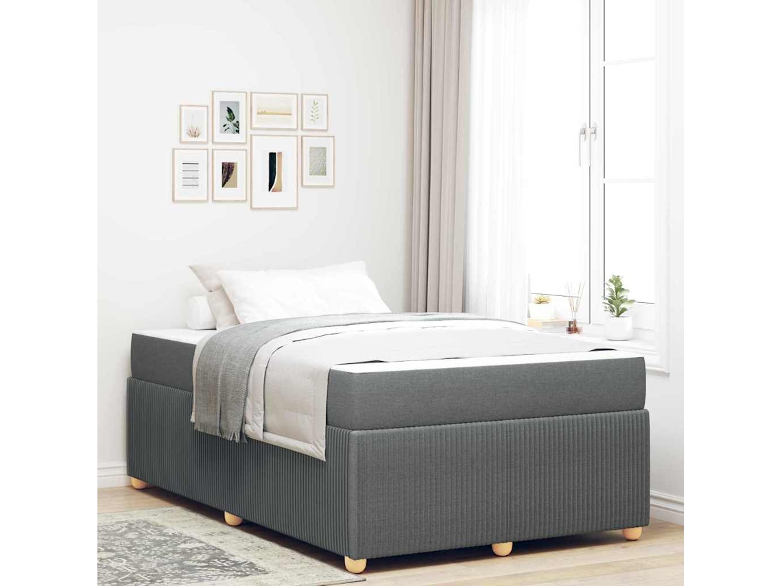 Vidaxl Estrutura da Cama com Colchão Cinza Escuro 120 X 190 Cm Tecido