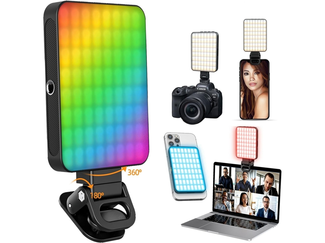 Luz De Selfie Rgb Magnética Com 136 Leds, 3 Temperaturas De Cor, 9 Modos E 10 Níveis De Brilho (preta)