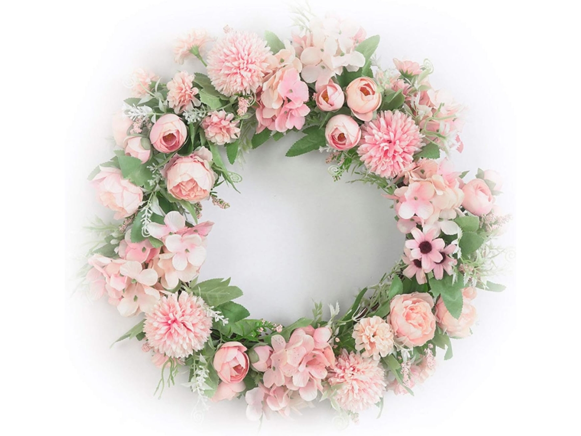 Guirlanda de Flores Artificiais para Porta, Faça Você Mesmo, para Casamento, Natal, Decoração de Casa, Porta Ou Parede Rosa Claro AQUAFORGE