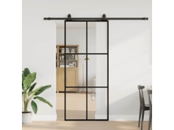 Vidaxl Porta Deslizante C/ Conj. Ferragens 90x205cm Vidro Esg Preto