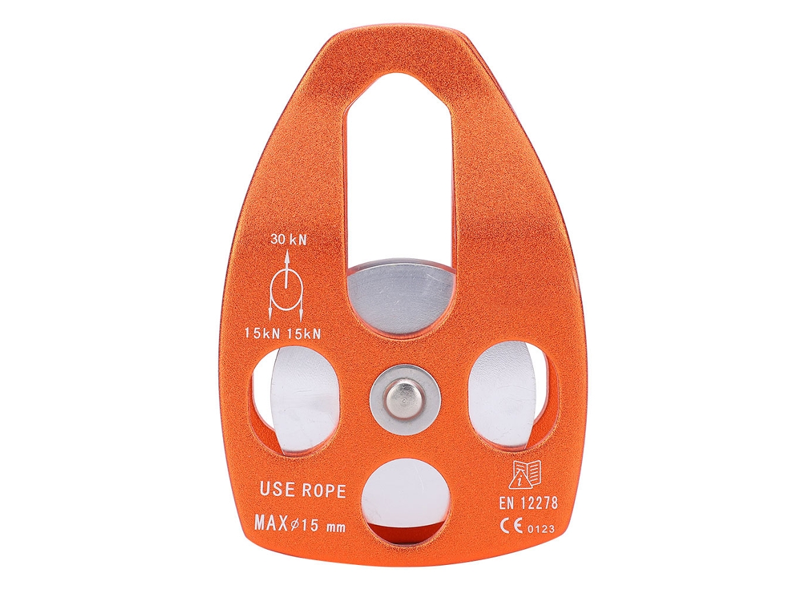 Polia Individual Grande 30kn Com Rolamento Para Resgate Escalada Ar Livre Trabalho Aéreo Laranja