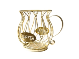 Cesto Porta-cápsulas De Café Em Metal Com Design Xícara Organizador Bancada Para Casa, E Cozinha, Dourado