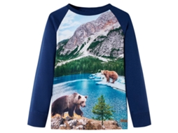 T-shirt De Manga Comprida Para Criança Azul-marinho 128