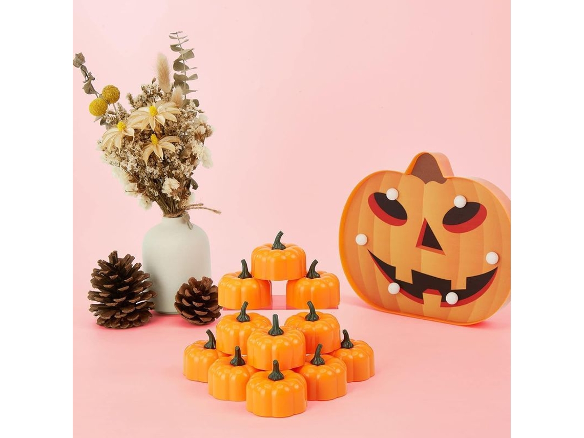 12 Unidades de Abóboras de Led Cintilantes para Halloween, Natal, Ação de Graças e Festas Temáticas