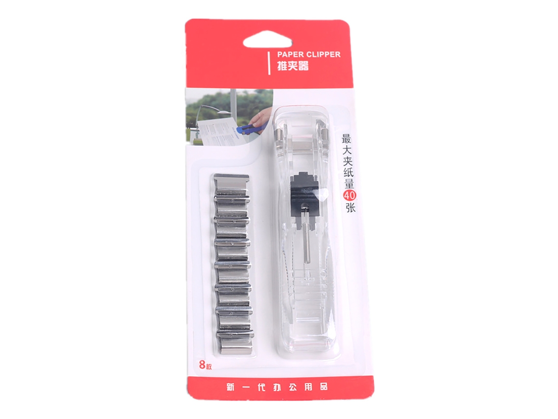 Dispensador De Clips Clam Reciclável Portátil Para Lar E Escola Branco