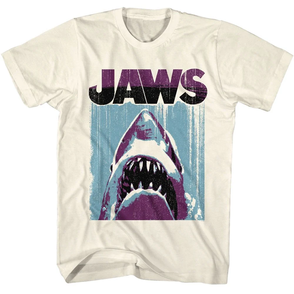Rockinstone Jaws Movie Day Under Night Over Solid Natural Adult T-shirt Size:l